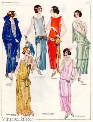 1920s 20s fashion evening gowns formal dresses party cocktail