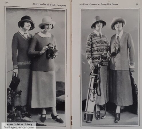 1920s Ambercrombie sport outfits with light sweater-blouses and cardigans 1923