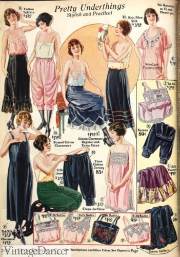1920s lingerie slips petticoats bloomers underwear