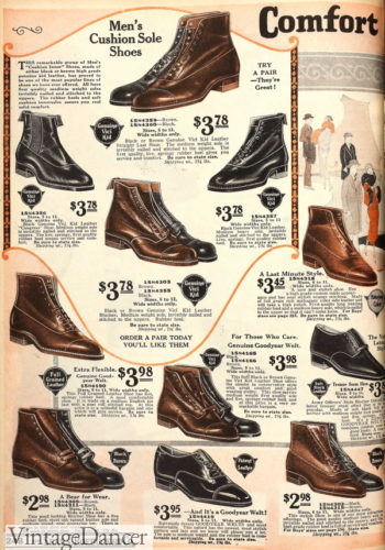 1920s mens shoes boots footwear history popular styles