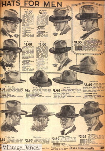 1920s mens hats fedora hat