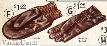 1920s men's leather mittens and gloves