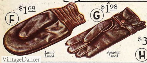 1923 men's leather mittens and gloves