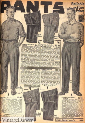 1920s mens corduroy pants trousers work clothes
