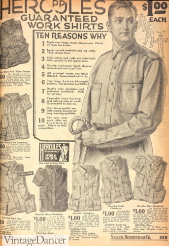 1920s mens work shirt farmer shirt clothes