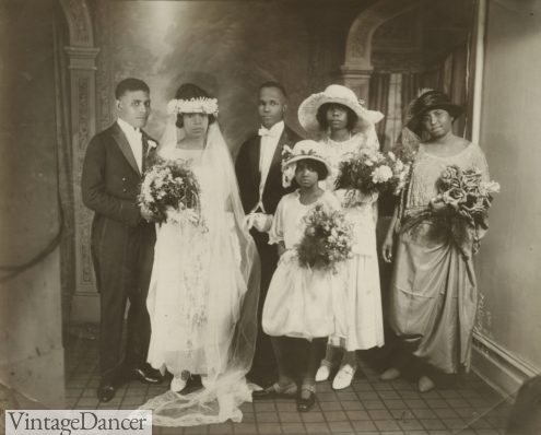 1923 bride wears a crown of flowers black wedding African American family by James Van Der Z