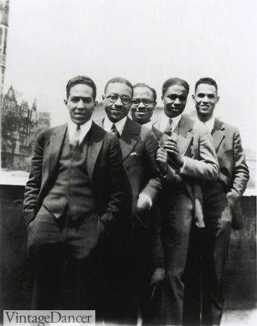 1920s black men fashion suits, 1924 From left to right Langston Hughes Charles S. Johnson, E. Franklin, Frazie Rudolph Fisher, and Hubert T Delany 