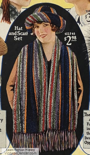 1920s stiped scarf in winter fashion 1924