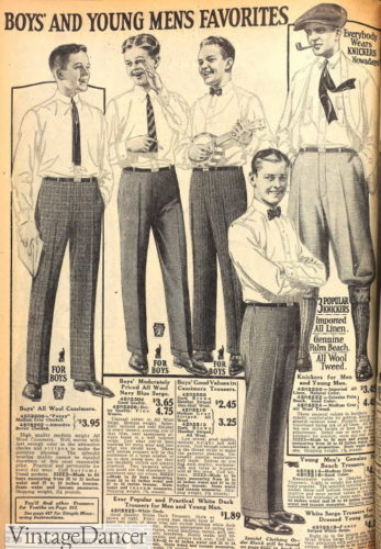 1920s teenage boys pants trousers and breeches plus four knickers knickerbockers