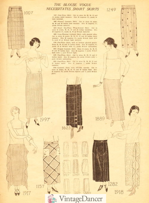 1924 skirt separates and camisole skirt sets. 