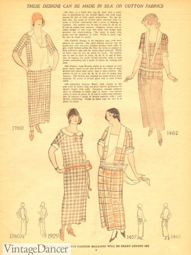 1924 1920s house and day dresses were nearly identical with long plaid prints and white collars and belts
