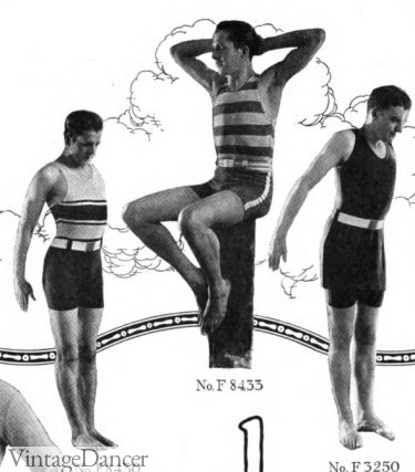 1924 stripe top two piece mens swimsuits