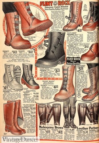 1920s mens red rubber boots