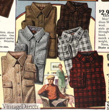 1924 1920s plaid flannel shirts men guys man