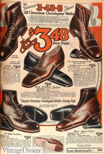 1920 shoes for men guys - 1924 men's boots and shoes 1920s men footwear guys