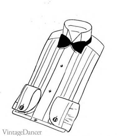 1924, a new side pleated wingtip tuxedo shirt with rounded cuffs