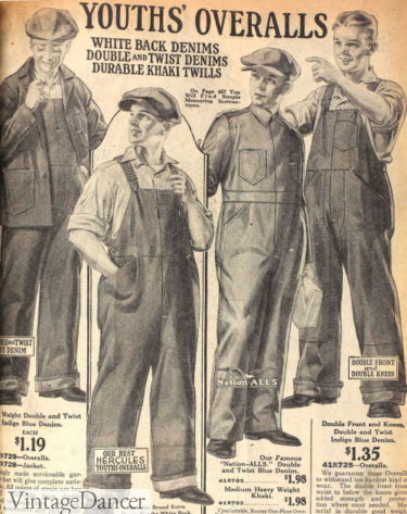 1924 overalls, coveralls workwear for teens boys