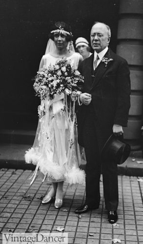 1924 wedding dress and groom or father of bride