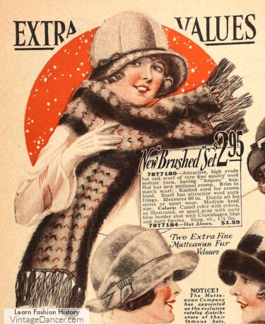 1920s women winter hats fur
