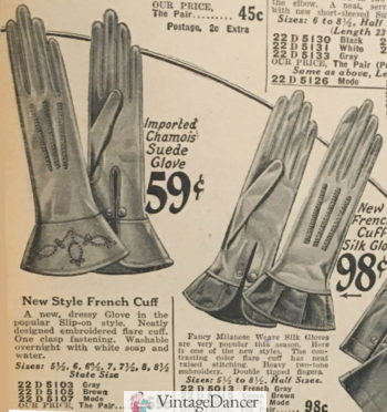 1925 french cuff gloves