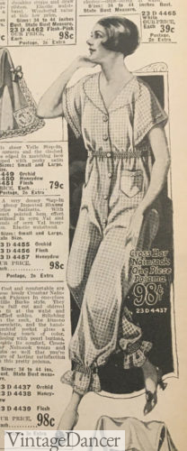 1925 check nainsook Billie Burke pajamas at VintageDancer
