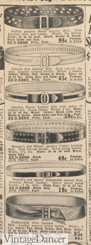 1920s women's sport belts of mixed leather or fabric