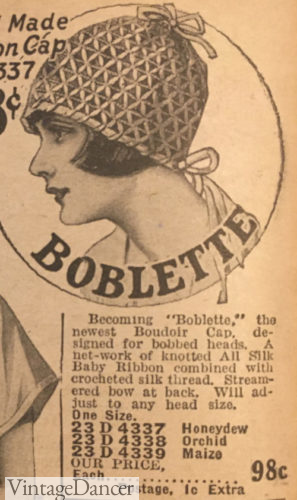 1925 ribbon hair net at VintageDancer