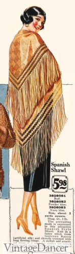 1925 fringe shawl evening wrap at VintageDancer