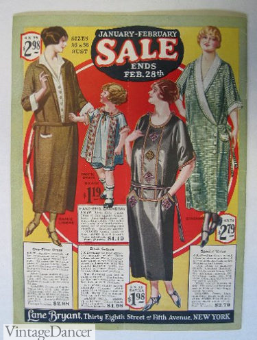 1925 house dresses in the wrap style (R) and Deep V (L)