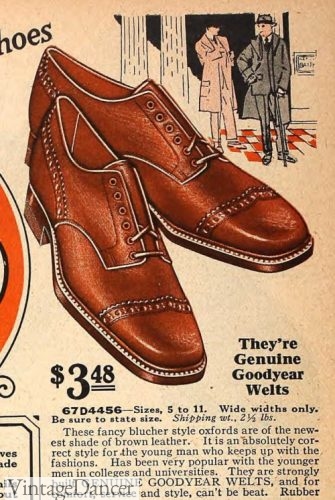 1920s shoes for men teen boys in brown oxford style