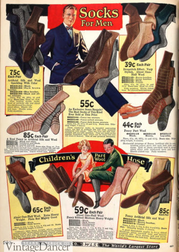 1925 men's socks hosiery at VintageDancer
