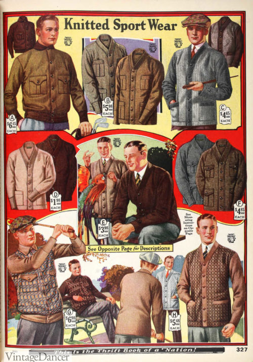 1925 knit cardigans and coats jumpers knitwear at VintageDancer