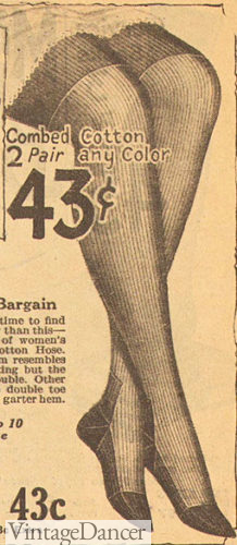 1926 ribbed cotton stockings at VintageDancer