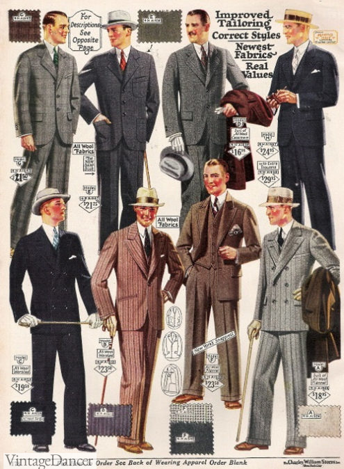 1920s mens fashion suits 1926 men's suits in color at VintageDancer