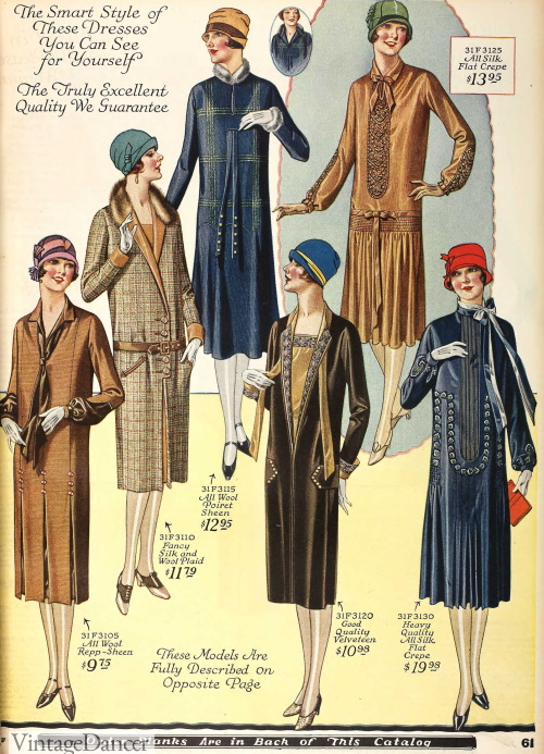 1920s Fall & Winter Fashion- Dress, Coat, Hat, Shoes