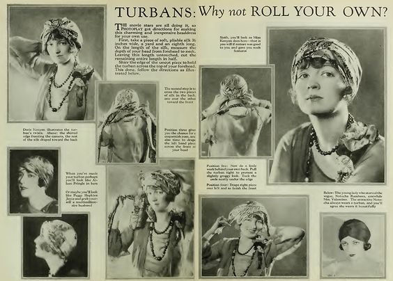 1920s, how to tie a head scarf like a turban