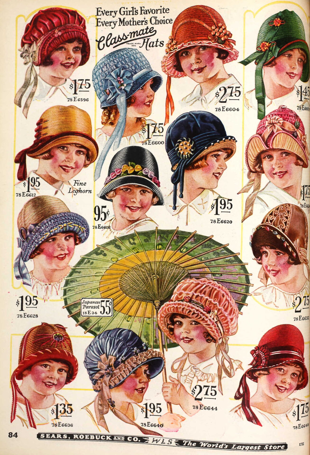 1926 girls hats and parasol