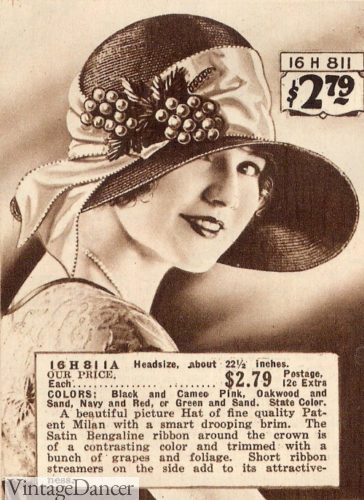 1927 ribbon and grapes straw hat