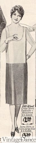 1927 knife pleated skirt (sides only) attached to a slip top.