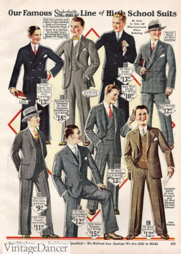 1920s teenage boys high school suits clothing fashion 1927