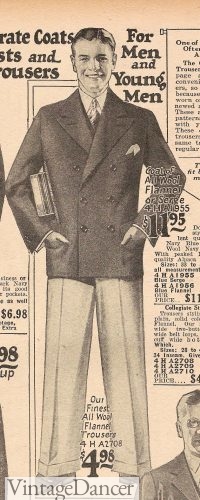 1920s teenager summer fashion - a blue blazer and white pant