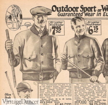 1927 knit collar windbreakers mens workingc lass jacket sporting hunting jackets