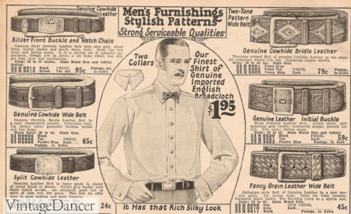 1920s Men&#8217;s Accessories History: Gloves, Watches, Belt, Spats, Sleeve Garters, Vintage Dancer