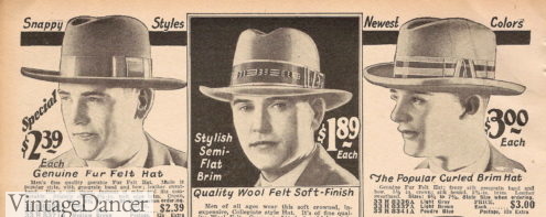 Felt hats with upturned brims 1927 mens hat styles