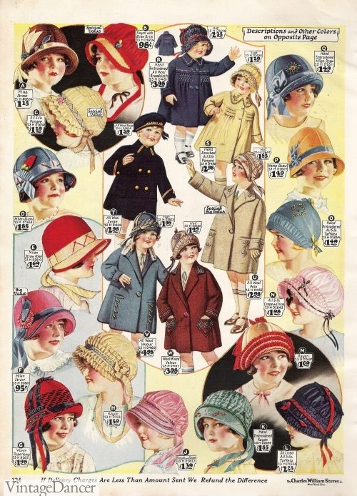 1920s girls hats and coats