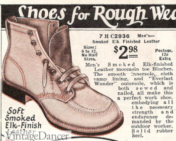 1927 grey Elk tanned moc toe work boots