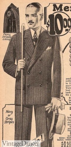 1920s mens accessories - 1927 man with glove, hat, pocket square and cane
