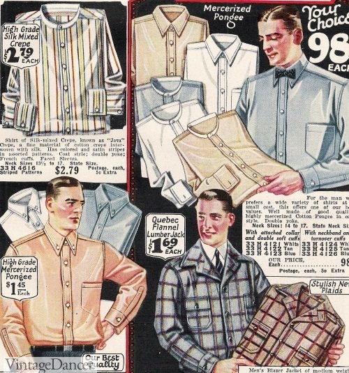 1927 men's dress shirts- pastels, stripes, plaid