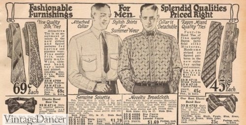 1927 neckties and bow ties in stripes and patterns