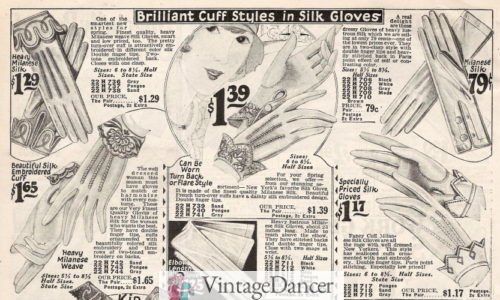 1927 silk gloves with cuffs